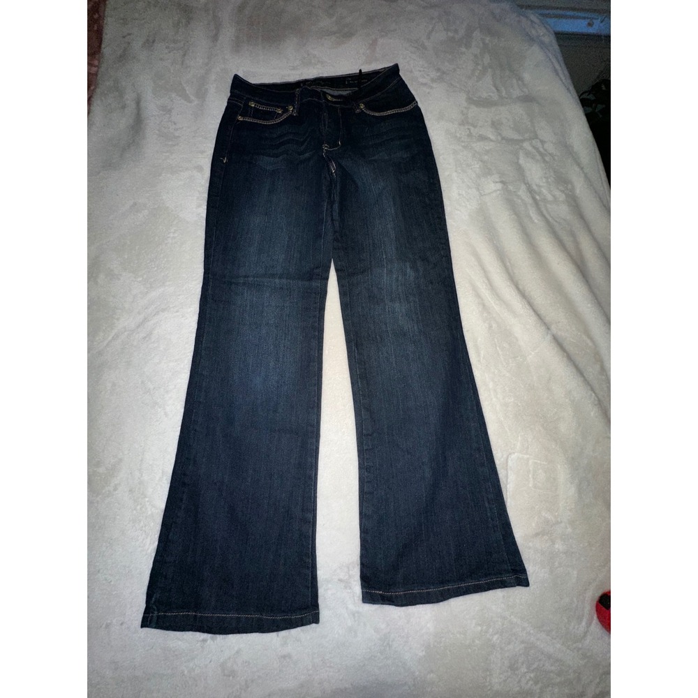 Suki Mid Rise Bootcut Jeans Embellished Pockets‎ Dark Wash Denim Women's